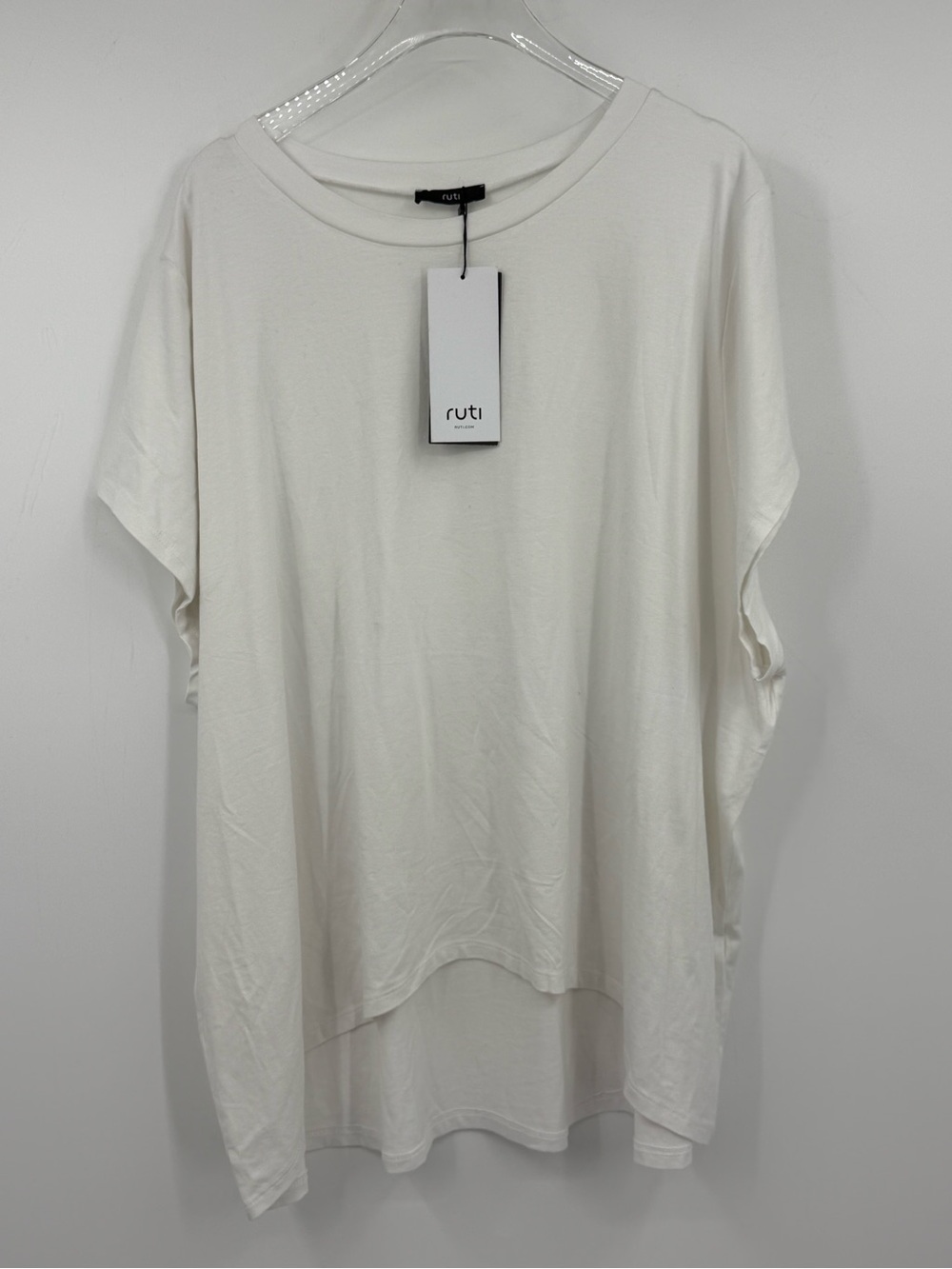 NWT Ruti Florence Organic Cotton Tee White Relaxed Crewneck Top L XL